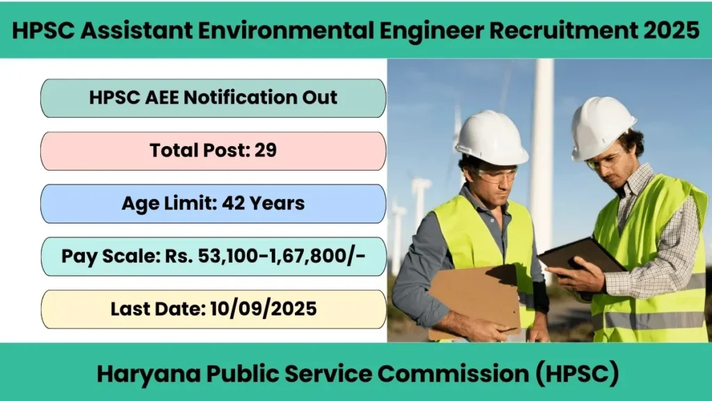 HPSC Assistant Environmental Engineer (AEE) Recruitment 2025 HPSC सहायक पर्यावरण अभियंता भर्ती (29 पद) - sarkarinetwork.pro