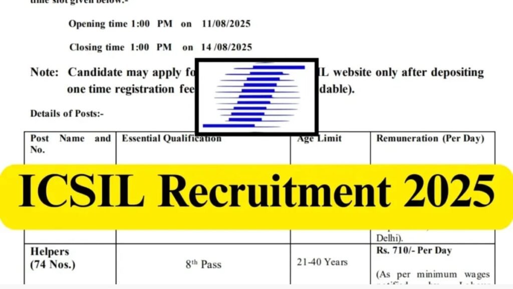 ICSIL Recruitment 2025 (Apply Online for 129 Sales Person & Helpers Posts) - sarkarinetwork.pro