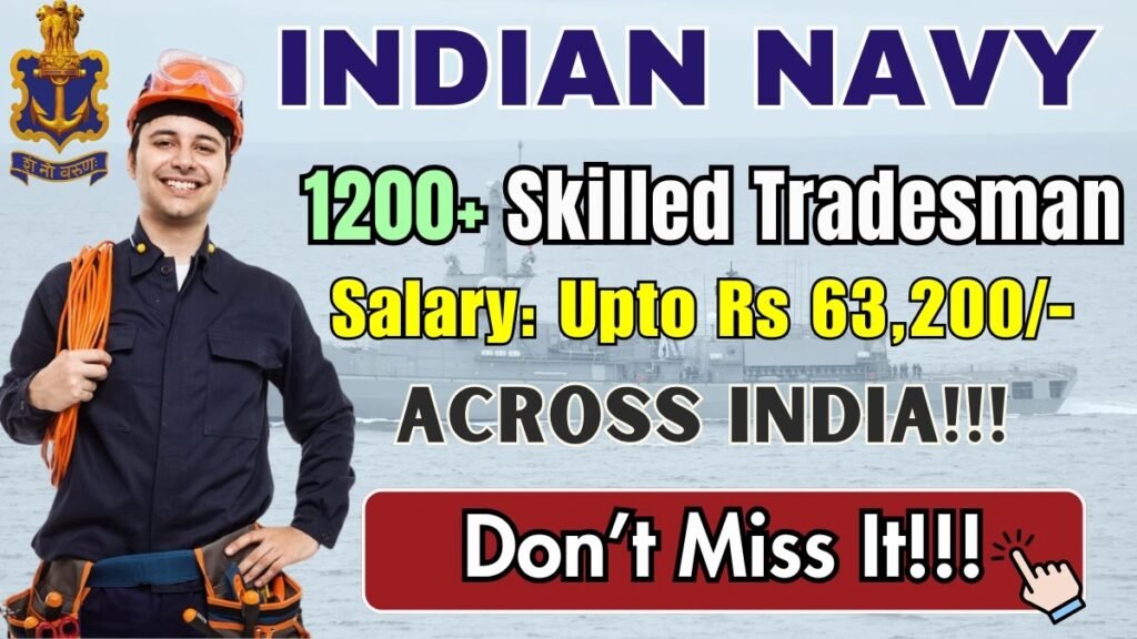Indian Navy Civilian Recruitment 2025 भारतीय नौसेना सिविलियन भर्ती 2025 (1,266 ट्रेड्समैन पद) - sarkarinetwork.pro