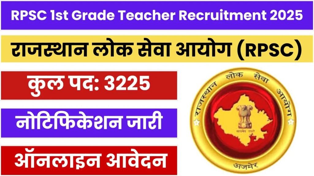 RPSC School Lecturer (1st Grade Teacher)2025 आरपीएससी स्कूल व्याख्याता (प्रथम श्रेणी शिक्षक) भर्ती - sarkarinetwork.pro