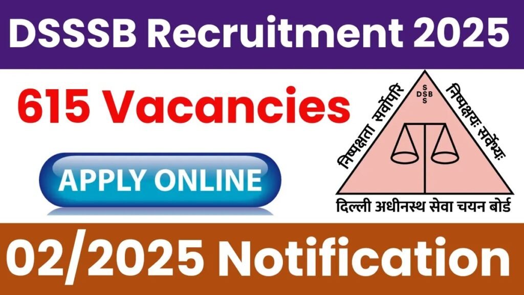 DSSSB Various Posts 2025 Group B & C डीएसएसएसबी समूह बी,सी भर्ती 2025 (615 पद) - sarkarinetwork.pro