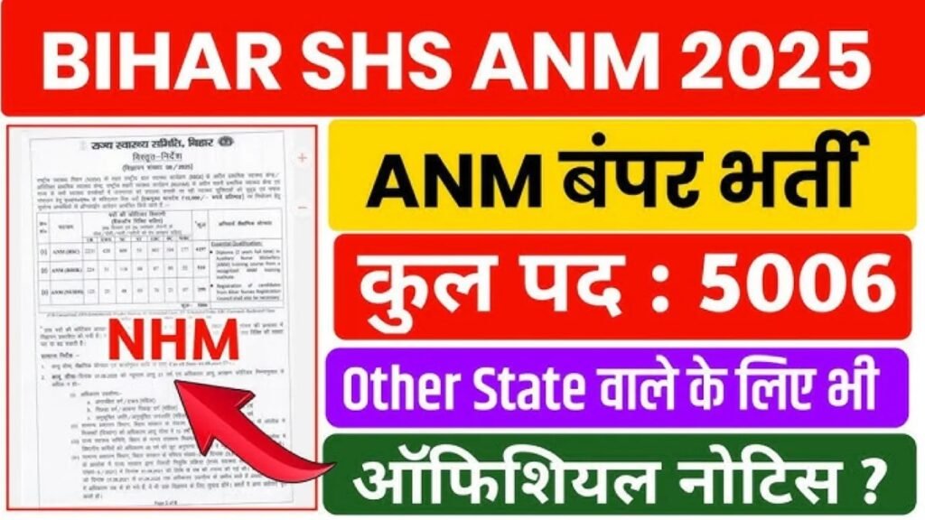 Bihar SHS ANM 2025 Auxiliary Nurse Midwife (5006 Post) बिहार एसएचएस एएनएम - SARKARI NETWORK PRO 12