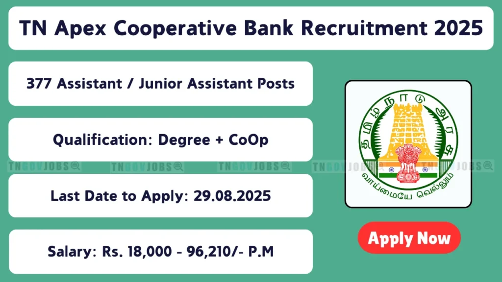 TN Apex Cooperative Institutions Recruitment 2025 तमिलनाडु एपीक्स कोऑपरेटिव इंस्टीट्यूशंस सहायक और जूनियर सहायक (377 पद भर्ती ) - SARKARI NETWORK PRO 2
