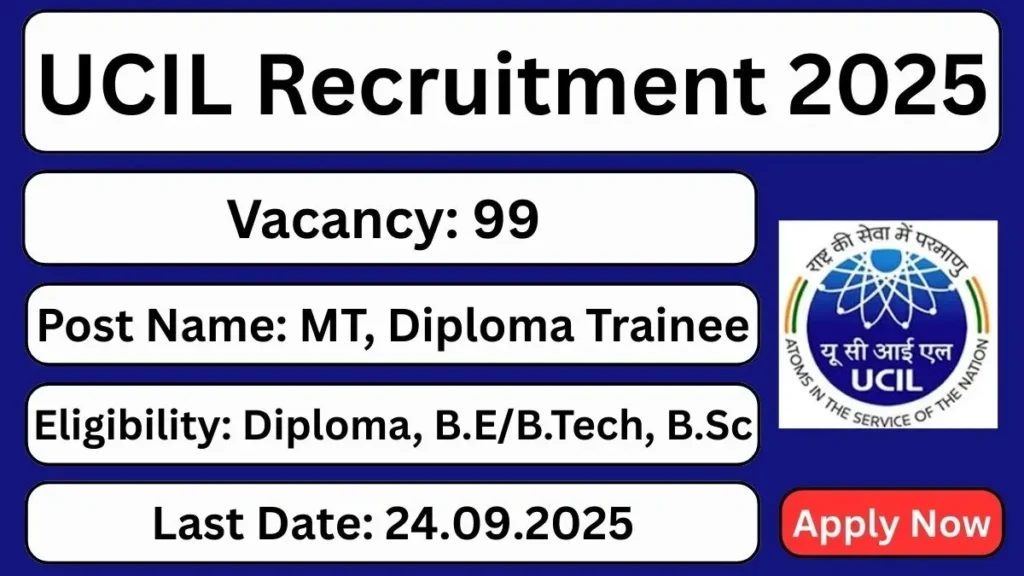 UCIL Trainee Bharti 2025 यूरेनियम कॉर्पोरेशन भर्ती 2025 (99 पद) - sarkarinetwork.pro