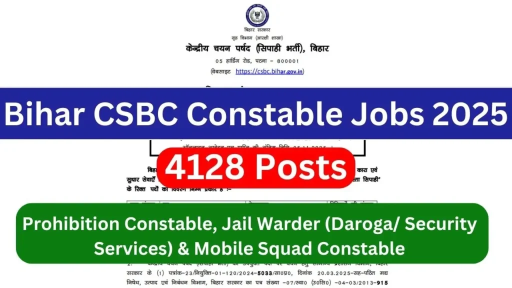 Bihar CSBC Constable Bharti 2025 – बिहार पुलिस कांस्टेबल भर्ती 2025 - sarkarinetwork.pro