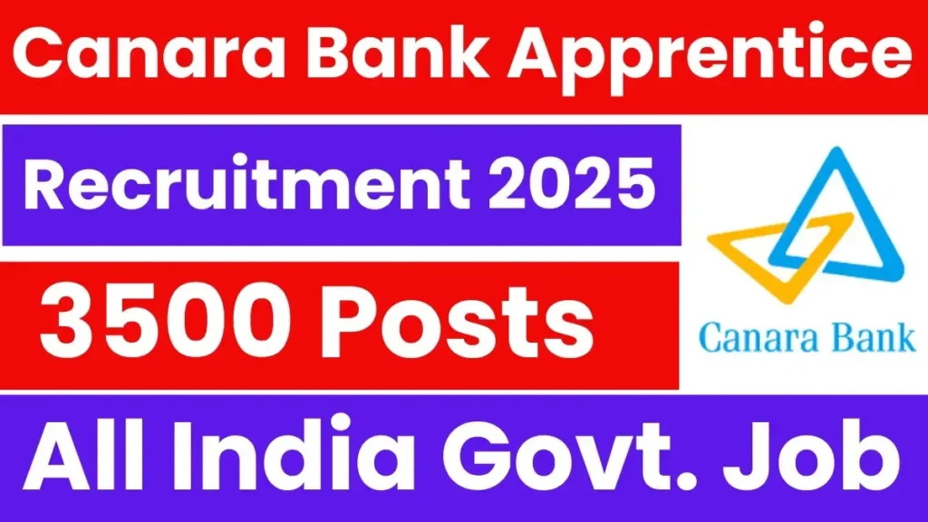 Canara Bank Graduate Apprentices Engagement 2025–26 केनरा बैंक स्नातक प्रशिक्षुओं की नियुक्ति 2025–26 - sarkarinetwork.pro