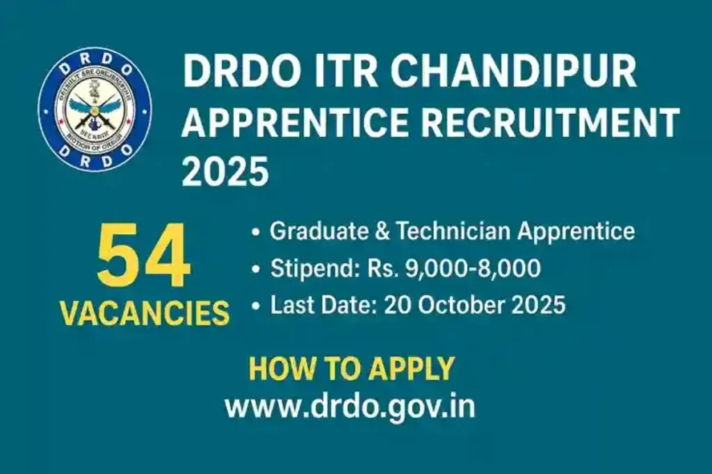 DRDO ITR Chandipur Bharti 2025 DRDO ITR चांदीपुर भर्ती 2025 ऑफ़लाइन आवेदन - sarkarinetwork.pro