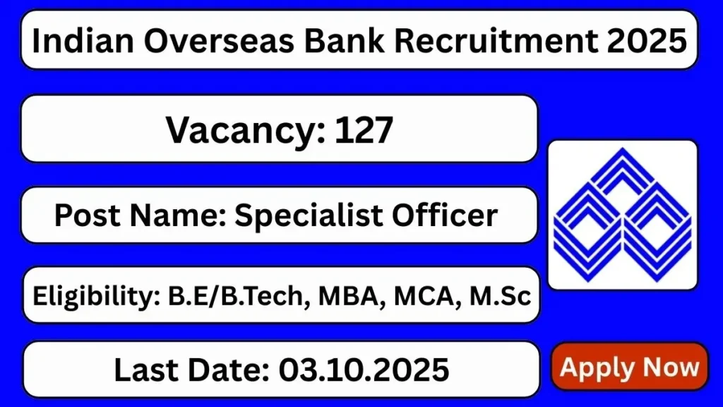 Indian Overseas Bank Specialist Officers Bharti 2025 इंडियन ओवरसीज बैंक स्पेशलिस्ट ऑफिसर भर्ती 2025 - sarkarinetwork.pro