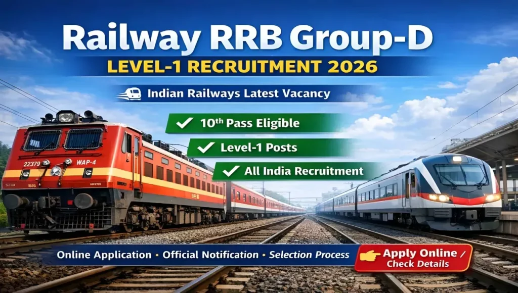 Railway RRB Group D (Level 1) Recruitment 2026 – रेलवे आरआरबी ग्रुप डी भर्ती 2026